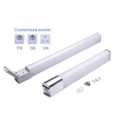 2018 2019 Popular Europe modern bathroom 8W LED mirror light with Europe shaver socket in ningbo